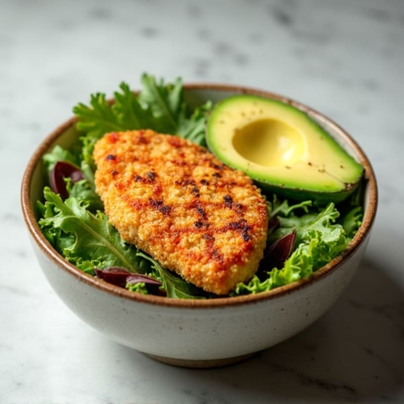 Crispy Chicken and Avocado Salad Bowl