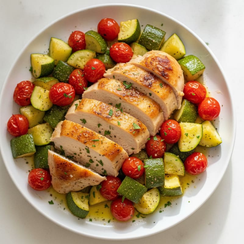Herb-Roasted Chicken with Zucchini and Tomatoes