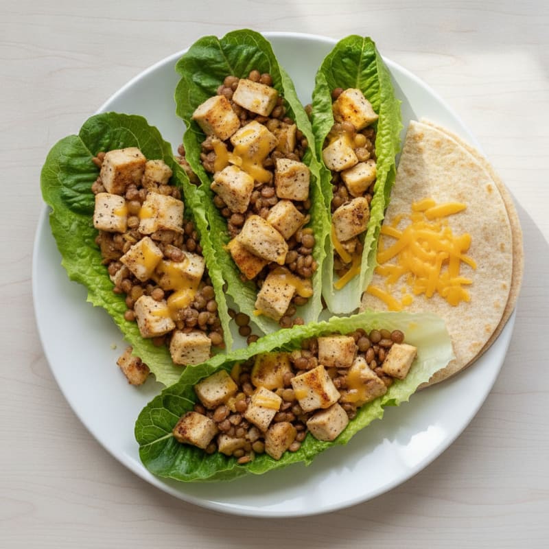 Chicken and Lentil Lettuce Wraps