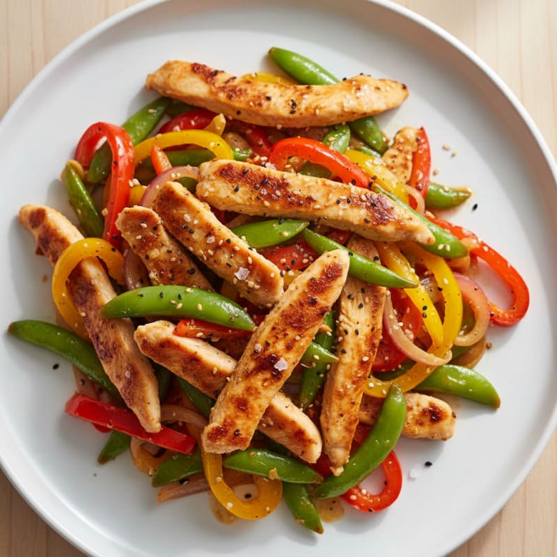 Pan-Seared Chicken with Pepper Stir-Fry