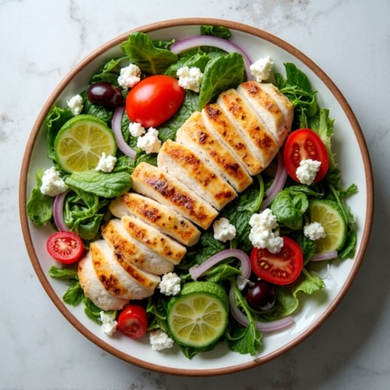 Fresh Mediterranean Chopped Salad with Herb-Marinated Chicken