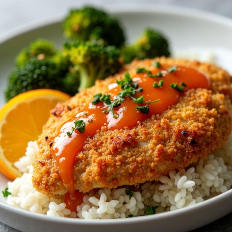 Crispy Baked Orange Chicken with Roasted Broccoli