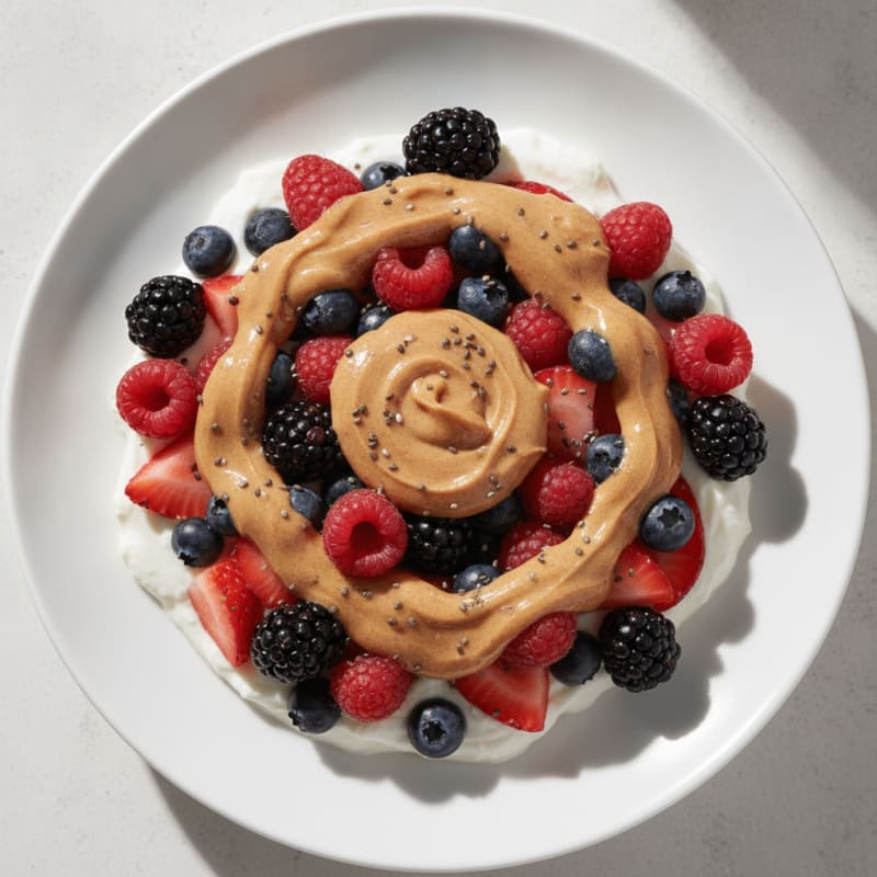 Greek Yogurt Parfait with Mixed Berries and Almond Butter