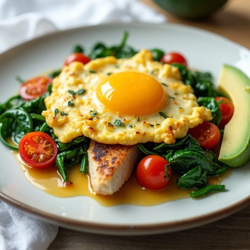 Egg White and Spinach Scramble with Sautéed Tomatoes