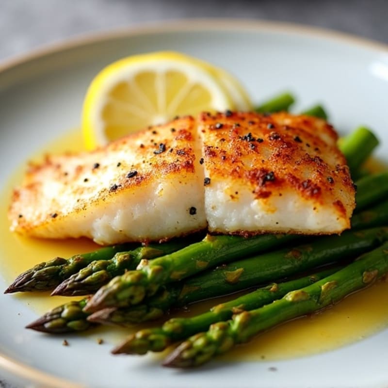 Crispy Pan-Seared Flounder with Roasted Asparagus