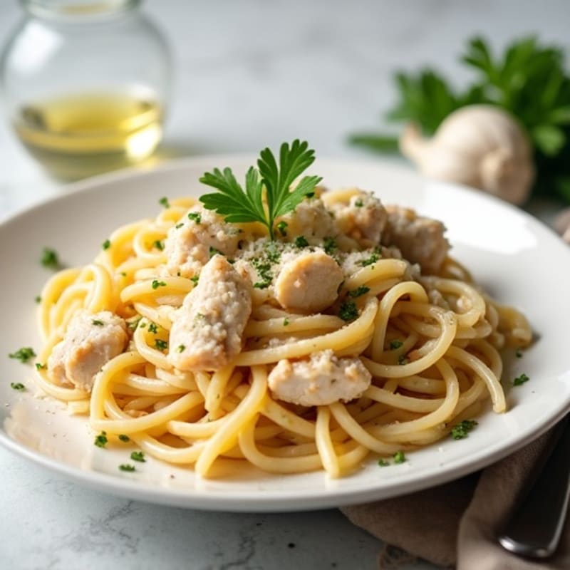 Healthy Creamy Chicken Alfredo Pasta