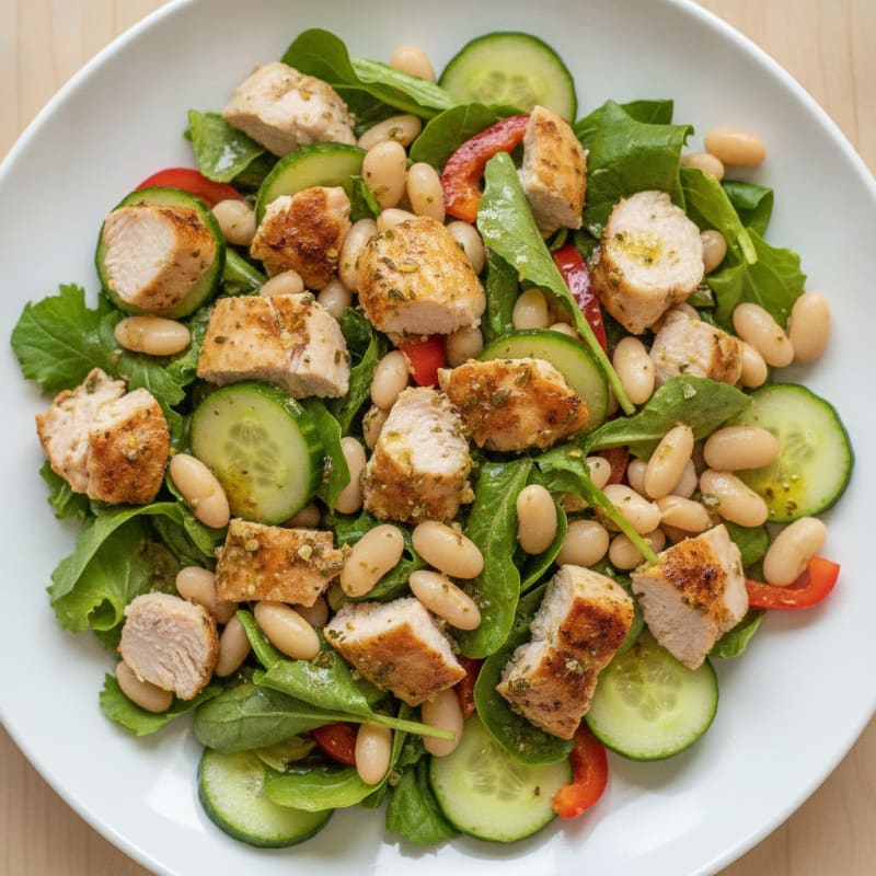 Chopped Turkey and White Bean Salad with Fresh Greens