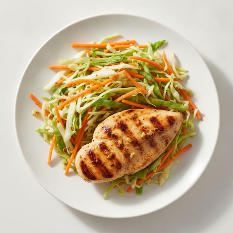 Grilled Chicken Breast with Crunchy Cabbage Slaw