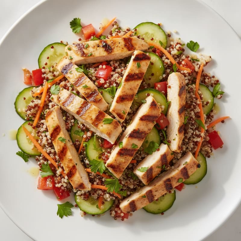 Grilled Chicken and Quinoa Salad with Crunchy Vegetables