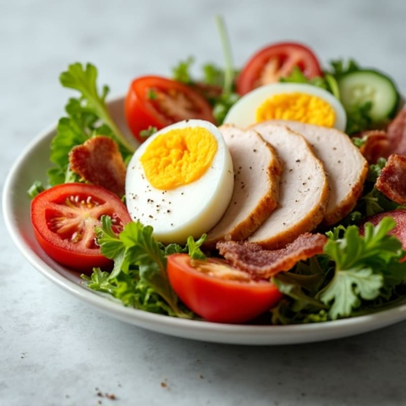 Turkey Club Salad with Crispy Bacon and Fresh Greens