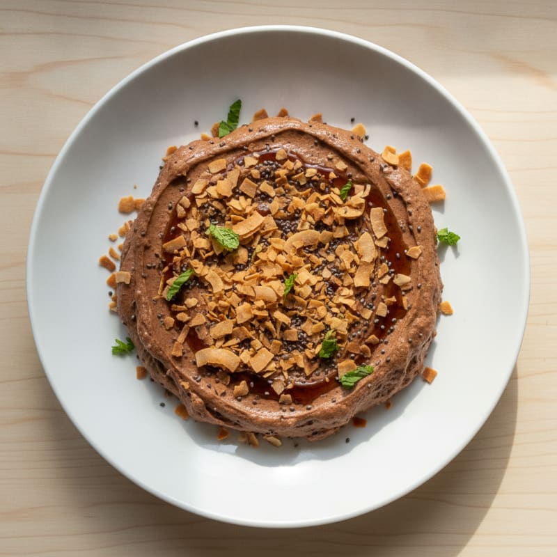 Silky Chocolate Protein Pudding with Toasted Coconut