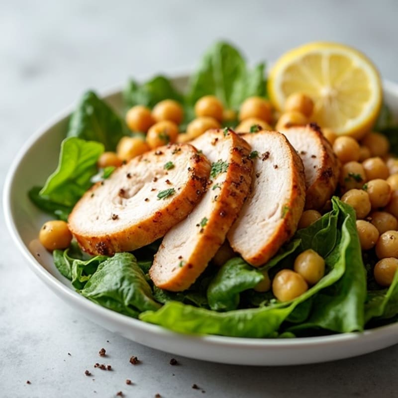 Grilled Turkey Breast Salad with Mixed Greens and Chickpeas
