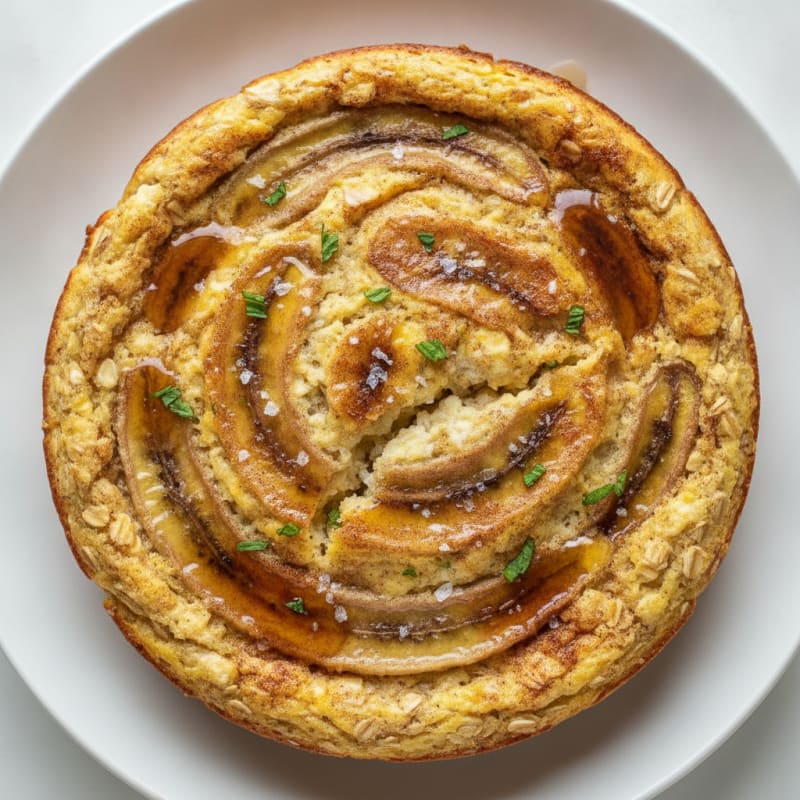 Baked Banana Greek Yogurt Cottage Cheese Swirl