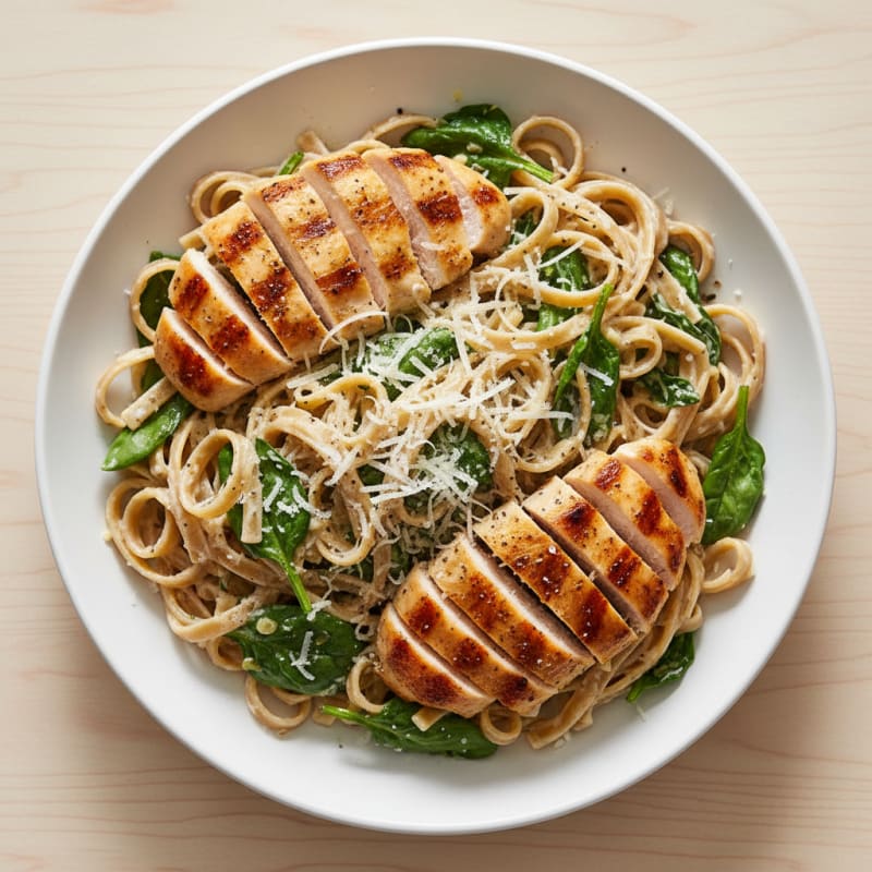 Grilled Chicken Alfredo with Wheat Fettuccine