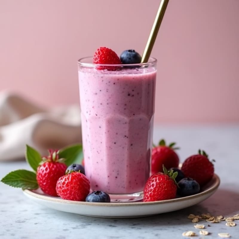 Creamy Berry Oat Protein Smoothie