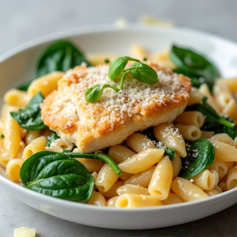 Healthy Creamy Chicken Pasta with Spinach