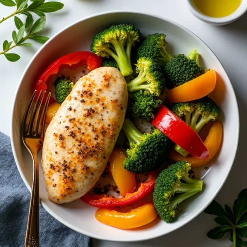 Sheet Pan Ranch Chicken with Roasted Broccoli and Bell Peppers