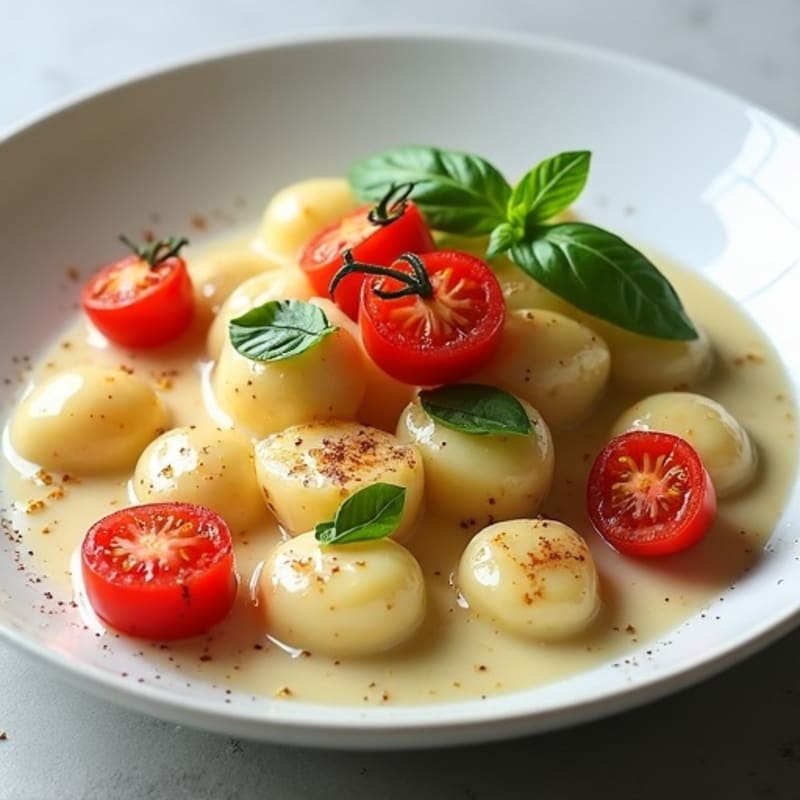 Creamy Ricotta Gnocchi with Blistered Tomatoes and Fresh Basil