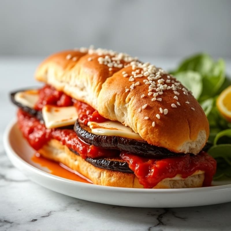 Crispy Baked Eggplant Parmesan Hero