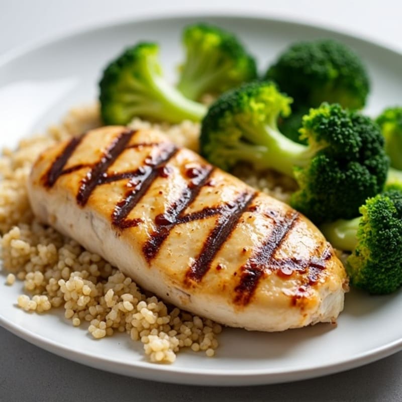 Grilled Chicken Breast with Quinoa and Steamed Broccoli