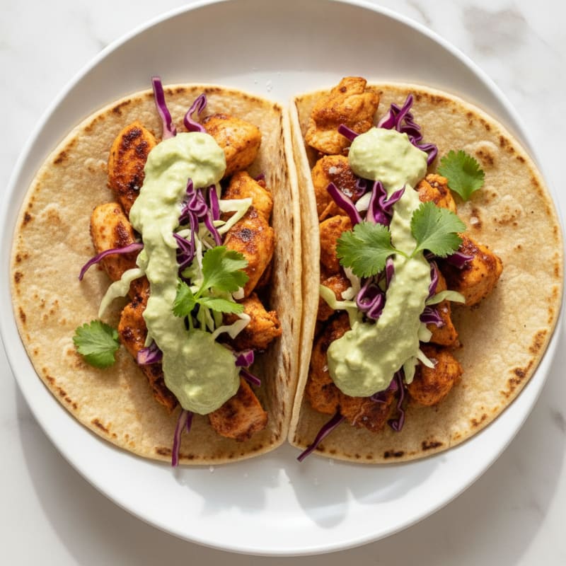 Chicken Tacos with Avocado Crema