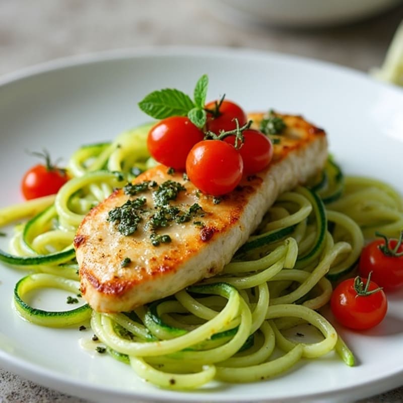 Creamy Pesto Chicken with Zucchini Noodles
