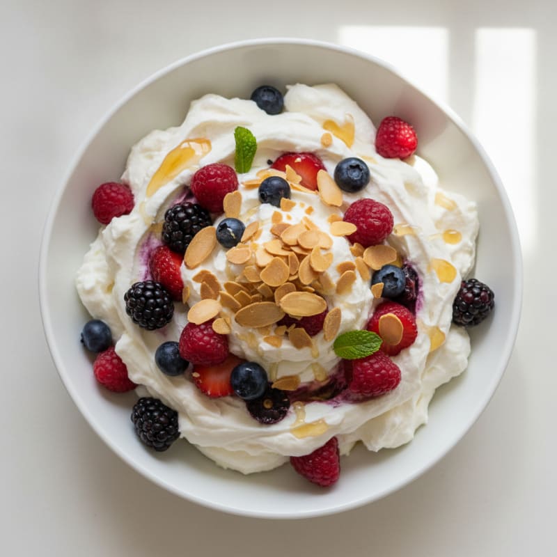 Greek Yogurt Protein Mousse with Mixed Berries