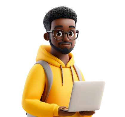 3D character riding rocket