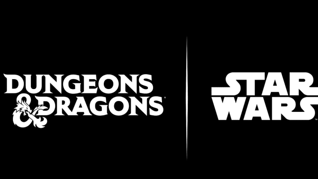 Dungeons & Dragons and Star Wars logos on a black background