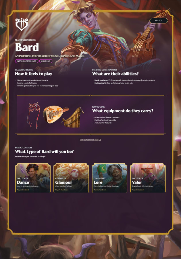 D&D Beyond Quick Builder Bard class screen