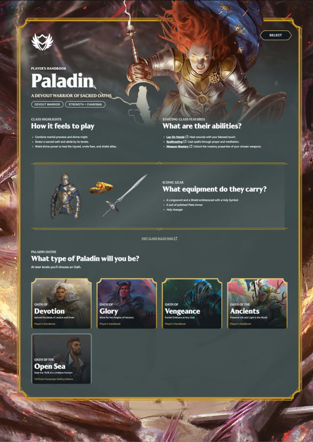 D&D Beyond Quick Builder Paladin class screen