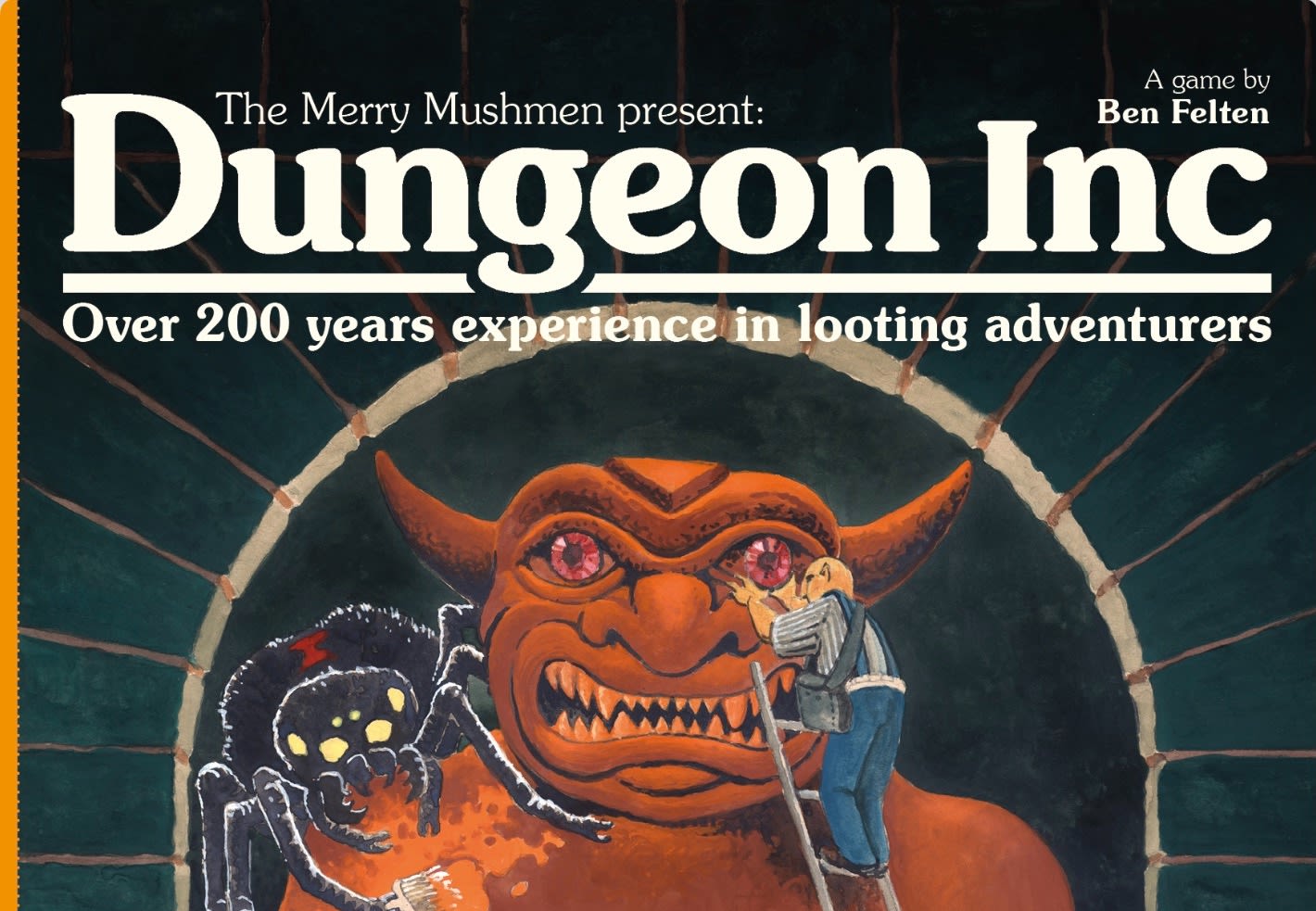 Dungeon Inc. books and materials laid out on a table