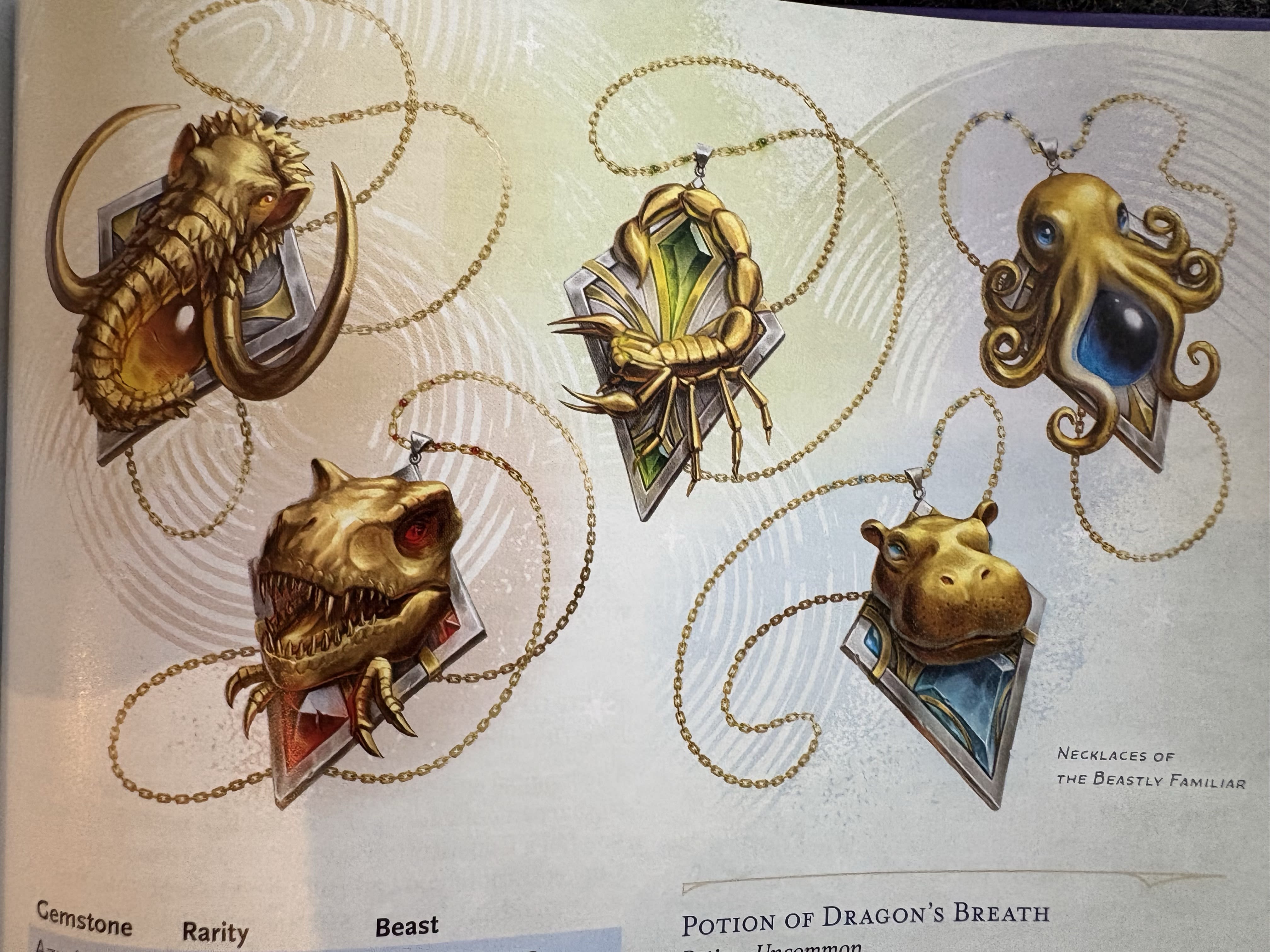Necklaces shaped like fantastical creatures