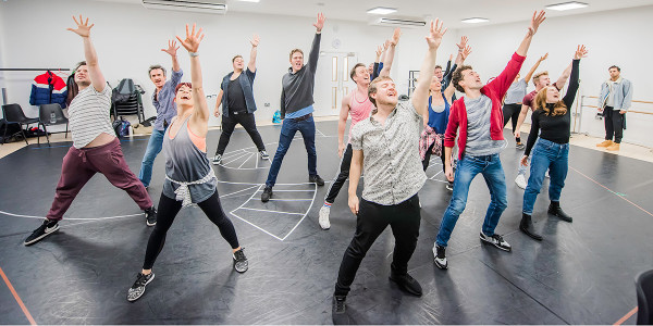 The company in Eugenius! rehearsals (Photo: Nick Dudley)