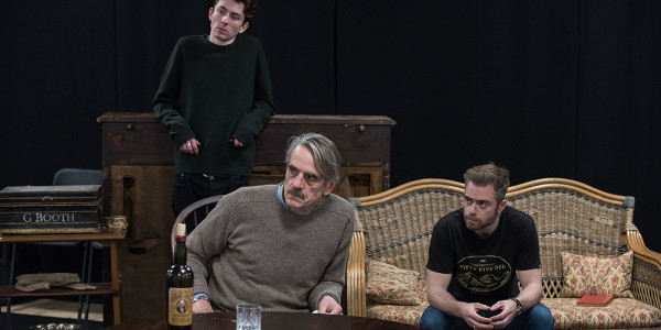 Matthew Beard, Jeremy Irons and Rory Keenan in rehearsal for Long Day's Journey Into Night