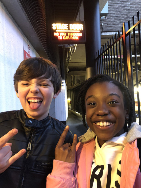 Jack Goodacre and Nerys Obeng arriving at stage door