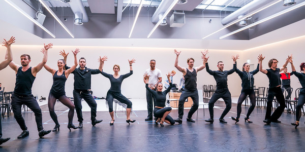 The cast in rehearsals for Chicago (Photo: Tristram Kenton)