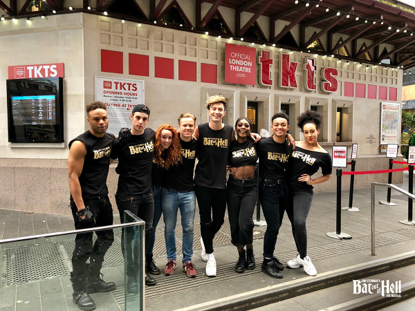 The Bat Out Of Hell cast at the TKTS booth