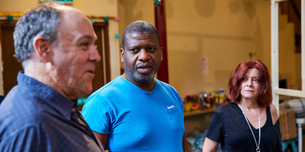 Ian Drysdale, Faz Singhateh and Finty Williams in rehearsal for The Night Of The Iguana (Photo: Brinkhoff/Moegenburg)