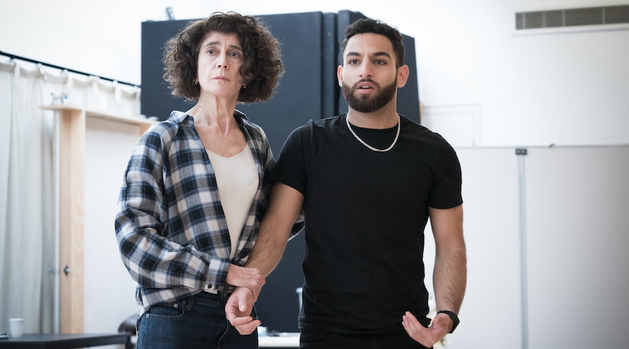 Anna Savva Martha and Merch Husey Mark Bob in rehearsals for Jude at Hampstead Theatre. Photo credit Marc Brenner.