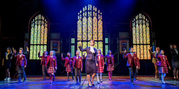 Florence Andrews and the kids cast of School Of Rock (Photo: Tristram Kenton)