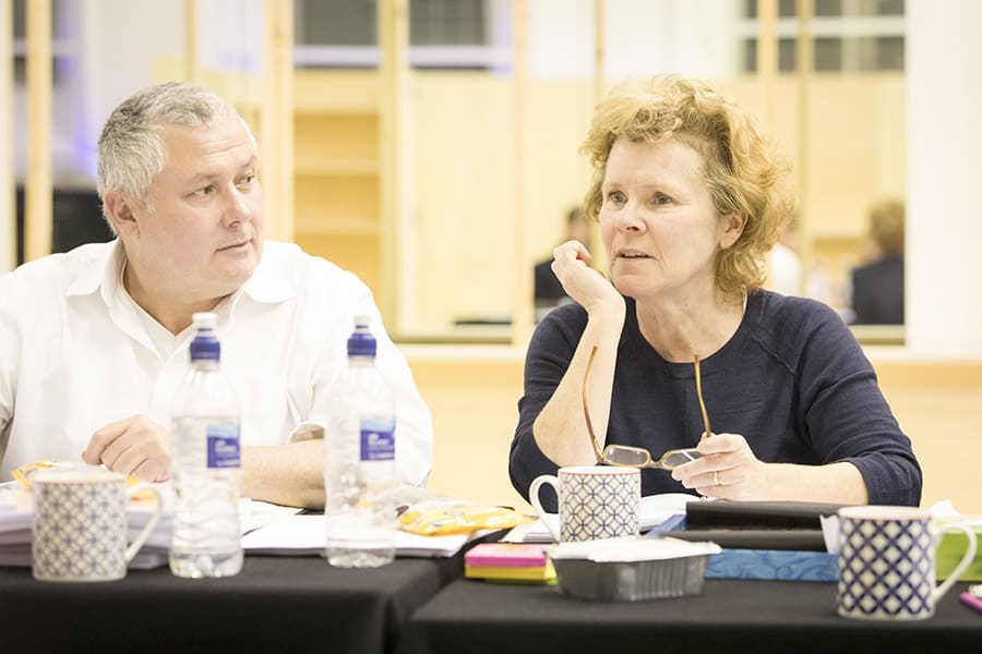 Conleth Hill and Imelda Staunton rehearse Edward Albee's Who's Afraid Of Virginia Woolf? (Photo: Johan Persson)