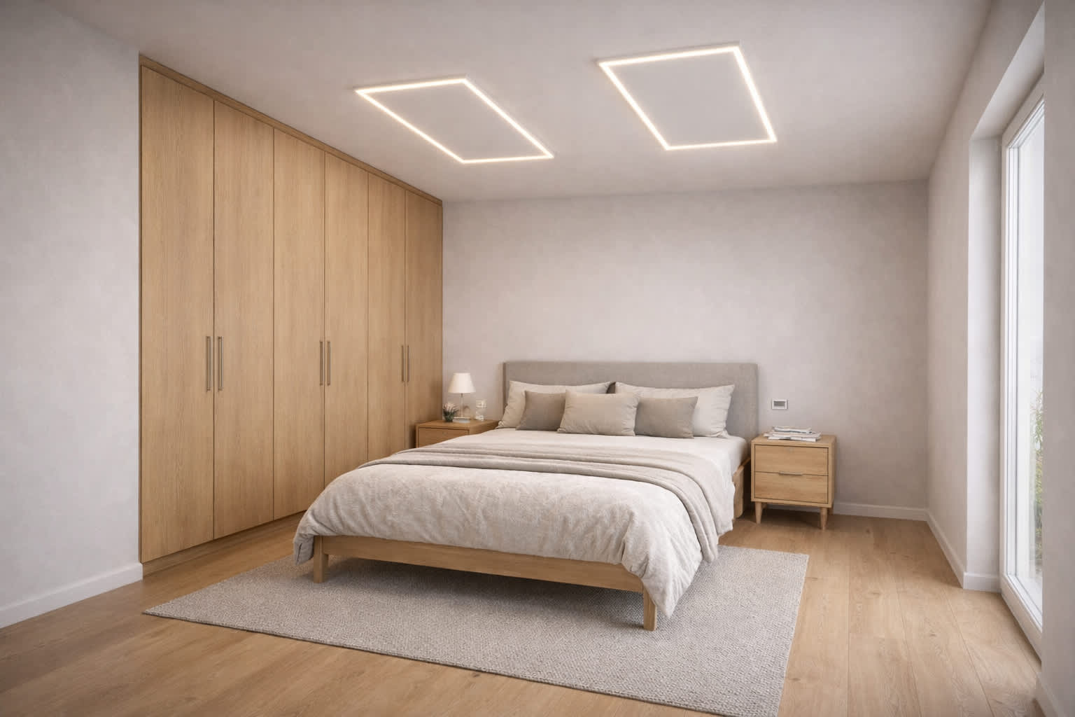 twee infrarood panelen aan het plafond van een slaapkamer