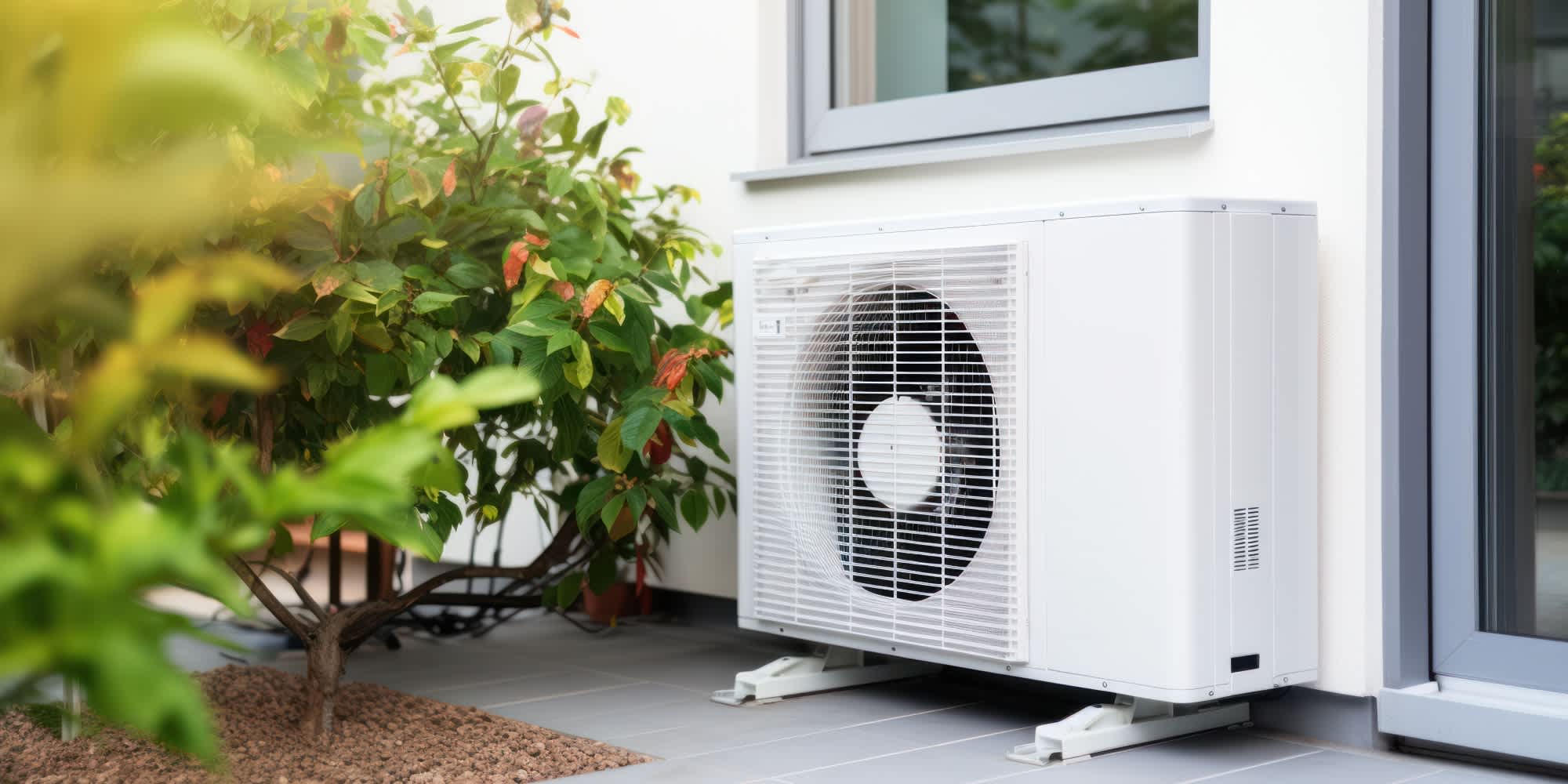 witte warmtepomp buitenunit