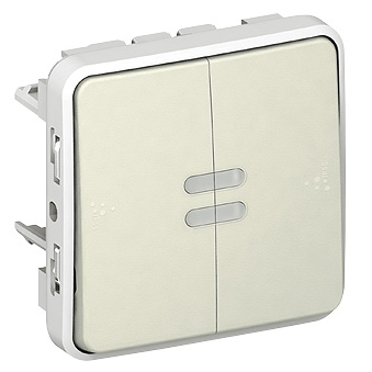 Plexo composable, une commande d'éclairage étanche idéale pour les lieux humides, s'installe en enca