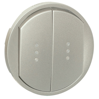 Enjoliveur large céliane pour double interrupteur , va-et-vient ou poussoir avec voyant - finition t