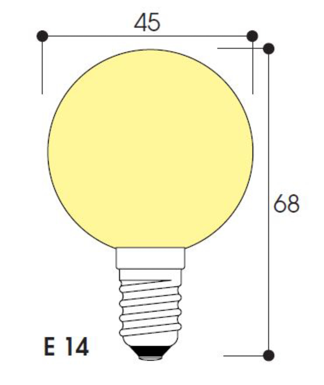 Inc - sphérique 45x68 12v 25w e14