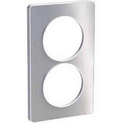Odace - touch - plaque - aluniminium brossé - 2 postes vertical 57mm - h 142mm - l 85mm - p 10mm - i
