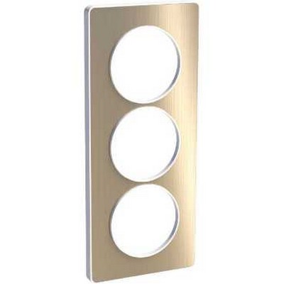 Odace - touch - plaque - blanc et aluminium brossé (ral 9003) - 3 postes vertical 57mm - h 199mm - l