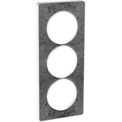 Odace - touch - plaque - blanc et pierre galet - 3 postes vertical 57mm - h 199mm - l 85mm - p 10mm